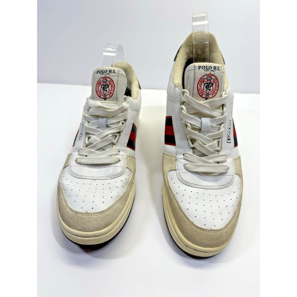 Polo Ralph Lauren White Court Suede & Leather Sneakers Shoes Men's Sz 8.5D - Picture 3 of 8